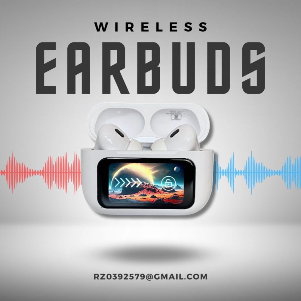 "A9 Pro Touch Screen TWS ANC Wireless Earbuds | Bluetooth 5.4 Noise Cancelling Headphones | Long Battery Life AirPods Pro with Display"